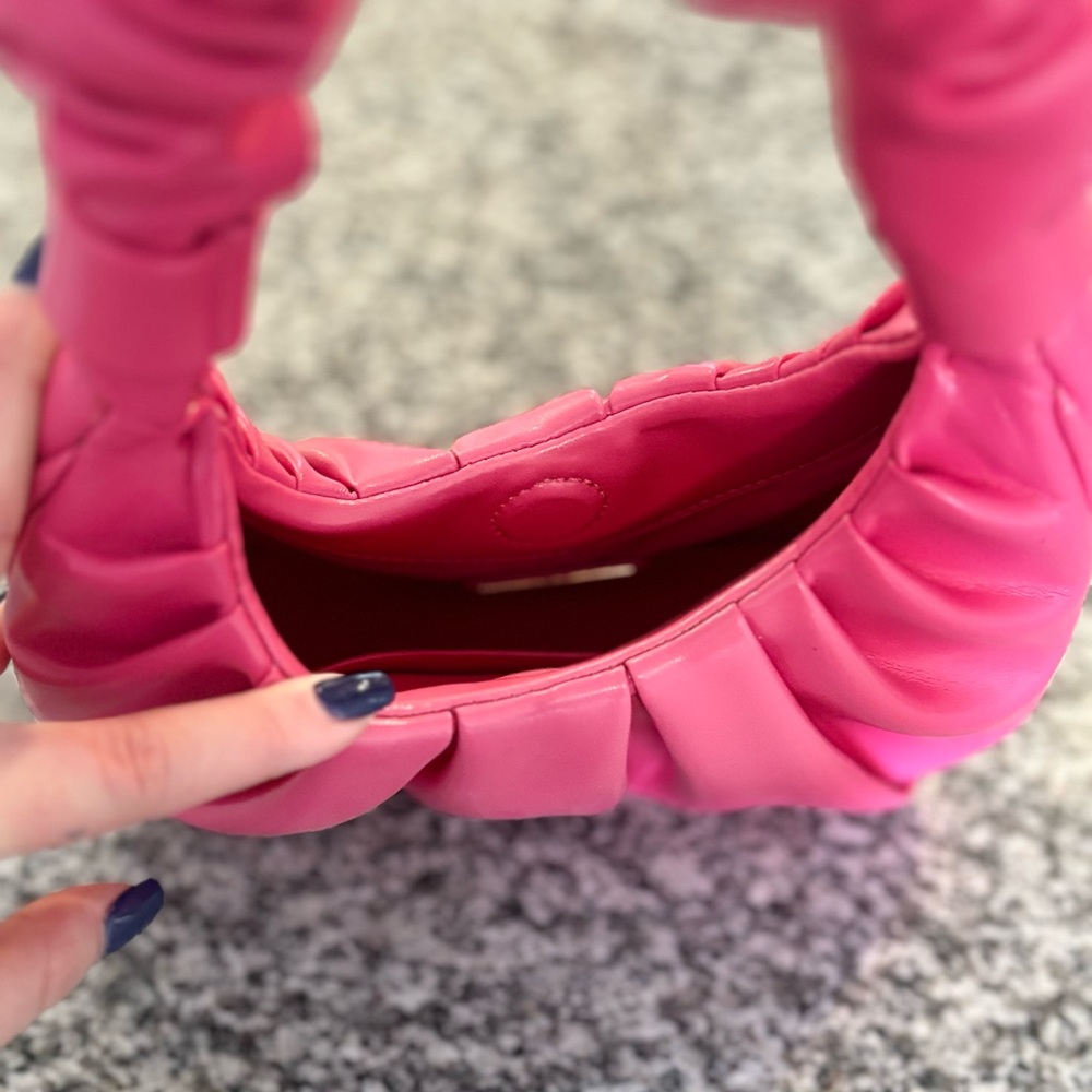 Mini Pink Ruched Handle Shoulder Bag - Picture 4 of 4